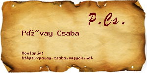 Pávay Csaba névjegykártya